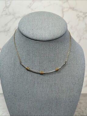 Sarah Coventry Vintage Two-Tone Gold and Silver Curved Bar Necklace